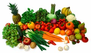 This is a close-up of vegetables and fruits.